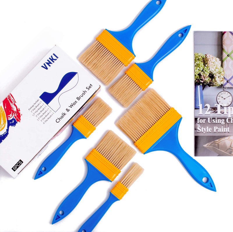 VNKI Chalk & Wax Paint Brush for Furniture - VNKI 6PCS Set Paint Brushes for Painting and Refinishing (1,1.5,2,2.5,3,4in â€¦ - Image 1
